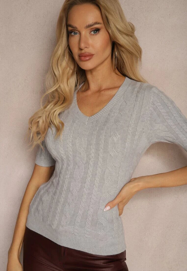 palma Bluză Gri cu adaos de viscoză și bumbac cu model în relief Merelisa