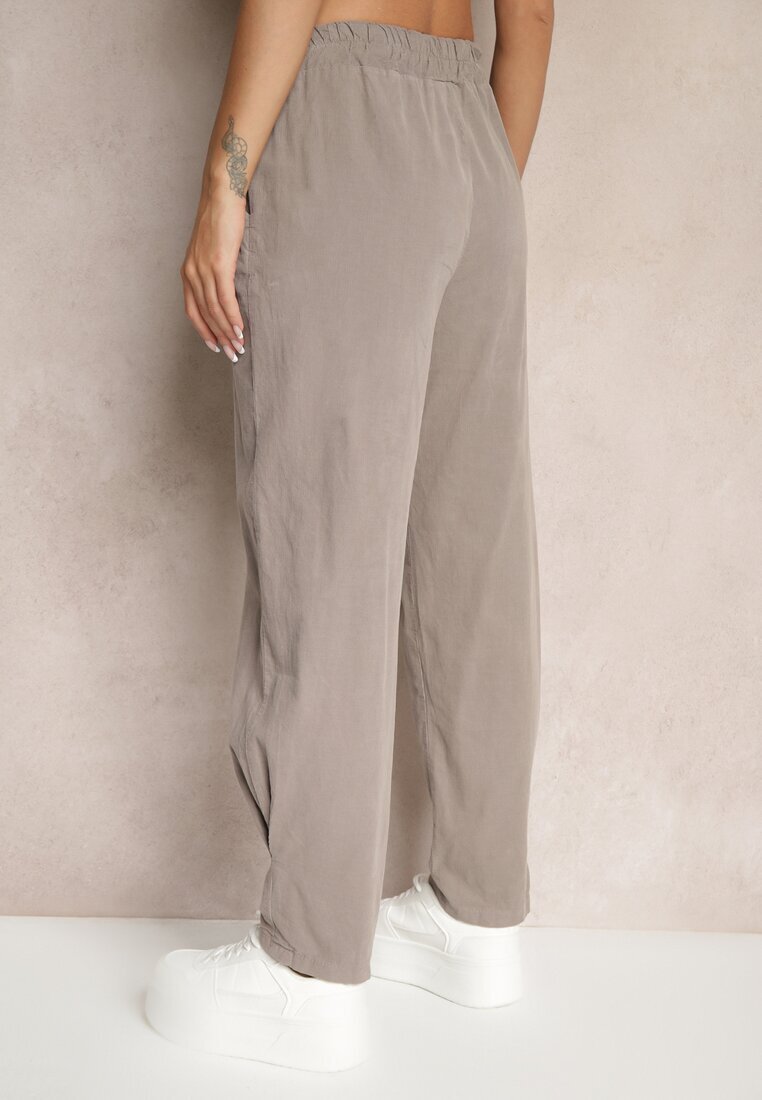 palma Pantaloni Gri din Bumbac High Waist Galili