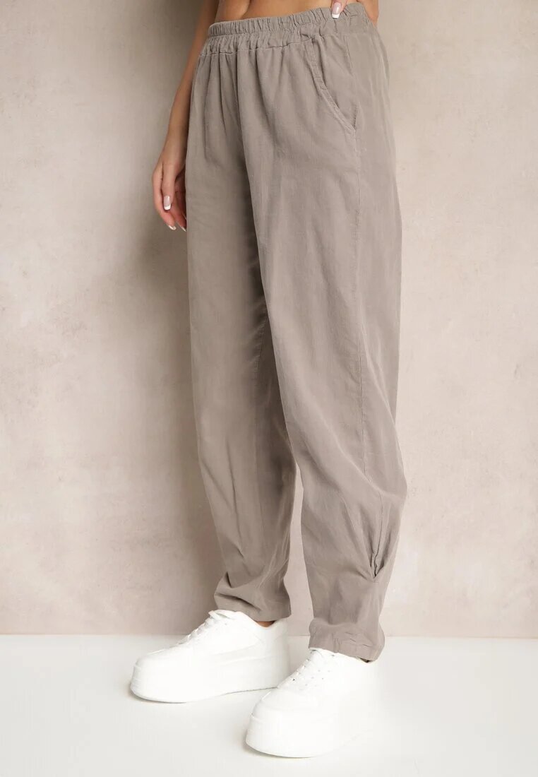 palma Pantaloni Gri din Bumbac High Waist Galili