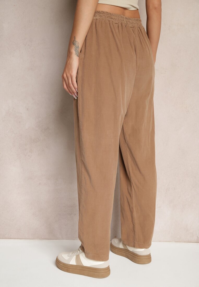 palma Pantaloni Maro De Bumbac Talie Înaltă Stil Clasic Arivora