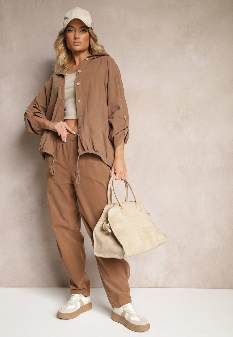 palma Pantaloni Maro din Bumbac High Waist Galili