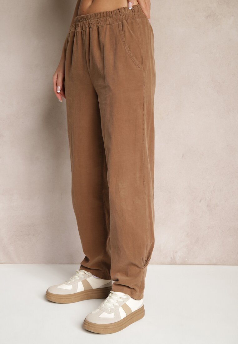 palma Pantaloni Maro din Bumbac High Waist Galili