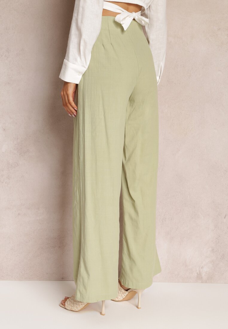  Pantaloni Menta Largi cu talie înaltă din bumbac Henve