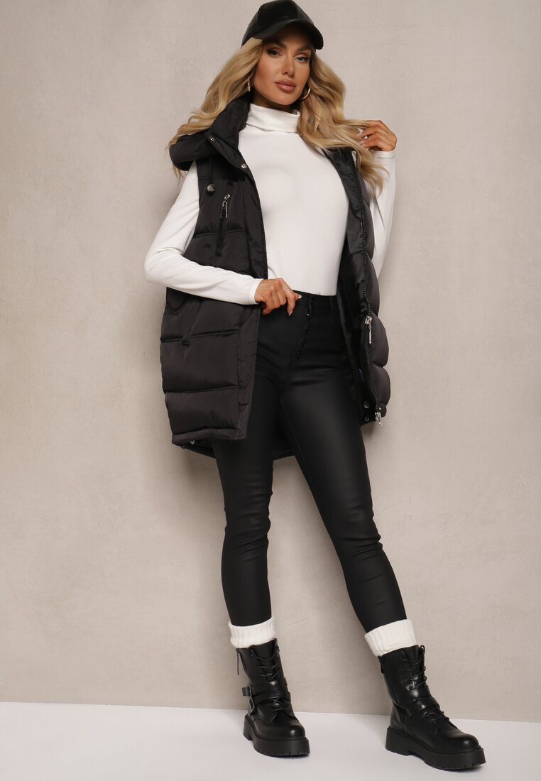  Pantaloni Negri Modelatori din Piele Ecologică Skinny Caetana