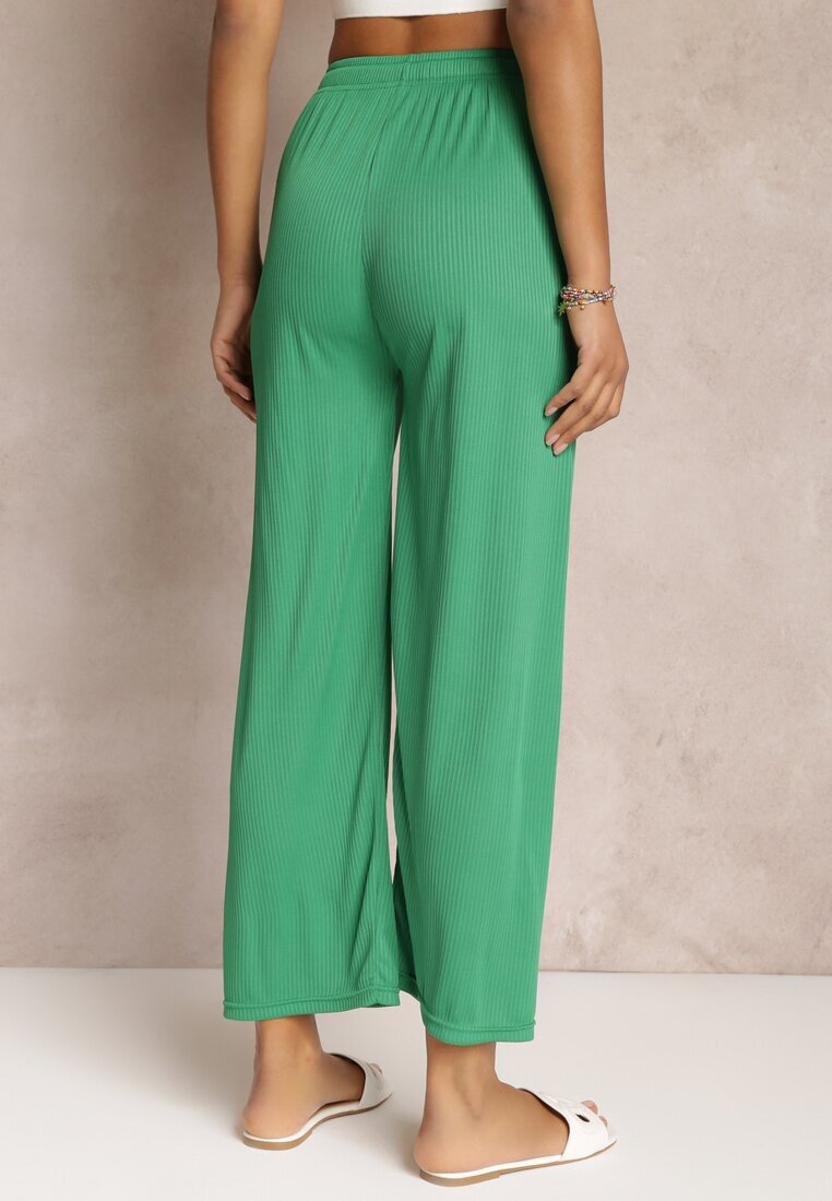  Pantaloni Verzi Largi cu elastic încrețit și șnur Feliti