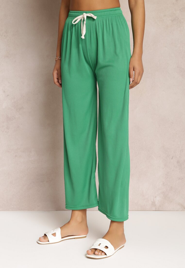  Pantaloni Verzi Largi cu elastic încrețit și șnur Feliti