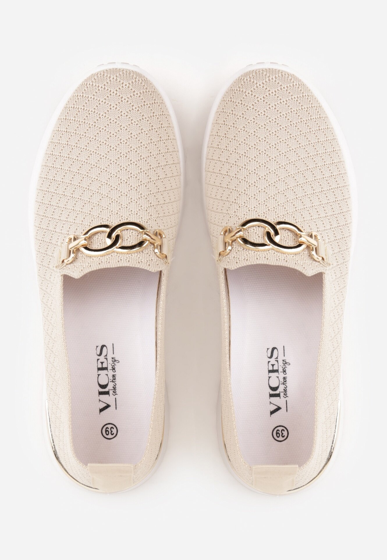  Pantofi bej slip-on stil teniși cu cataramă Wiatalia