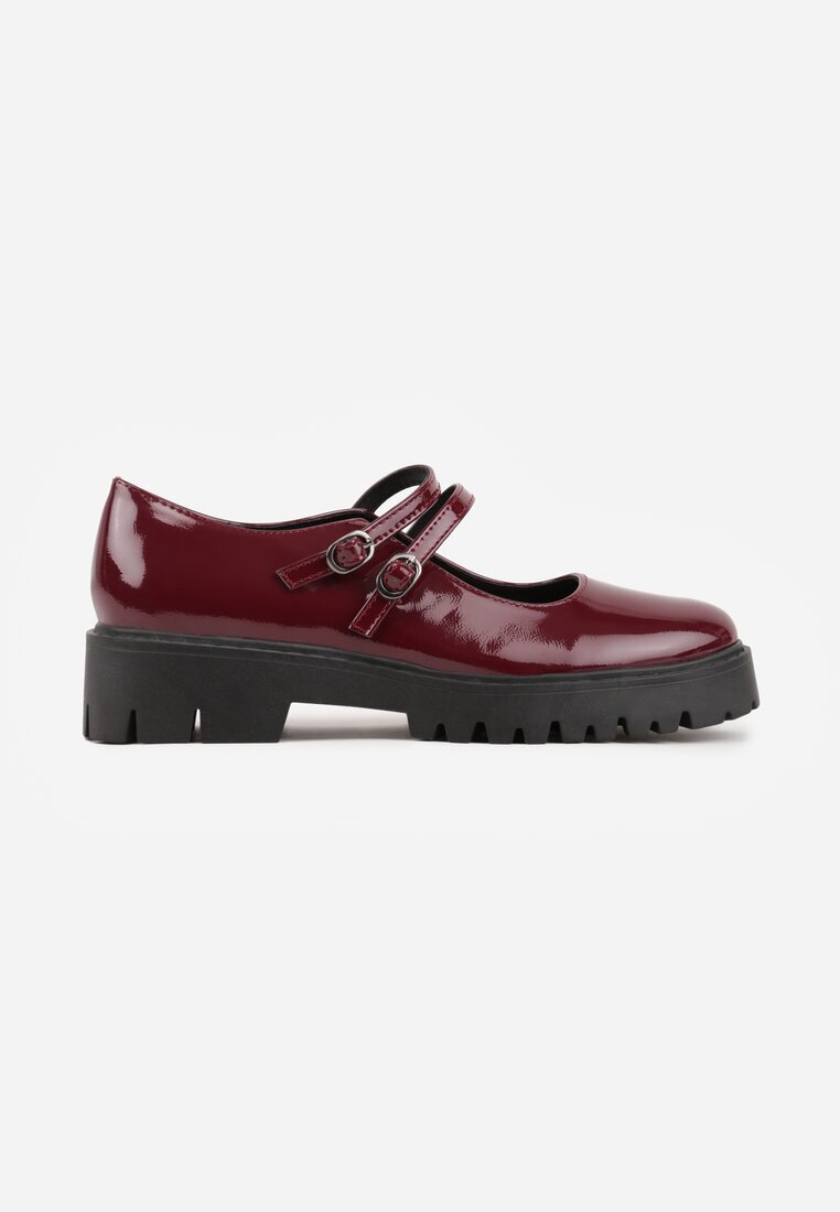  Pantofi Bordeaux Lăcuite cu platformă decorate cu catarame Nevauna