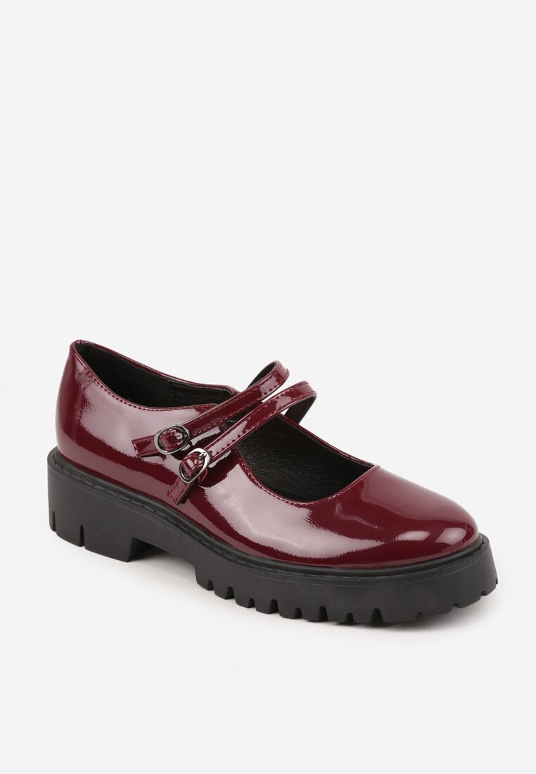  Pantofi Bordeaux Lăcuite cu platformă decorate cu catarame Nevauna