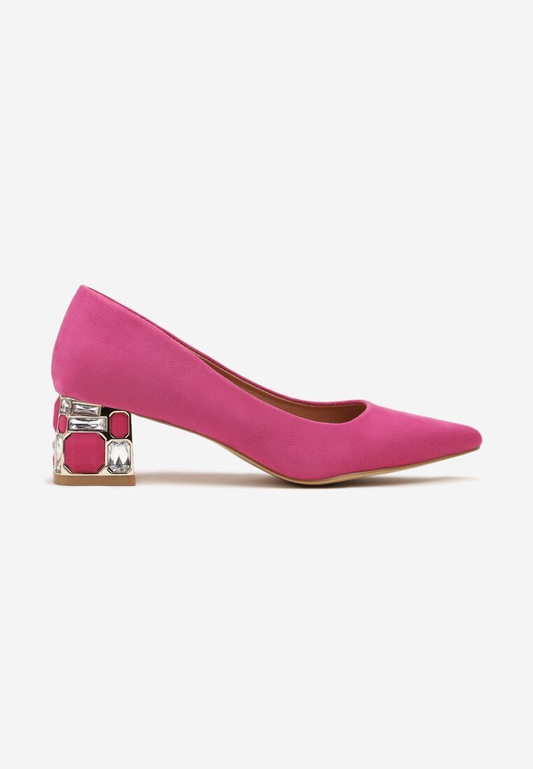  Pantofi cu toc Fucsia Vices cu aplicații metalice cu branț de piele Akappia