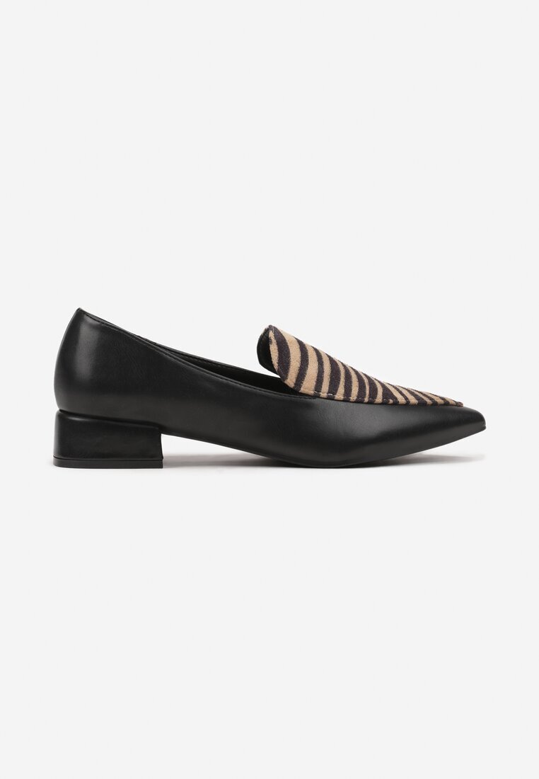  Pantofi Negri Tip Loafers cu vârf ascuțit cu toc bloc jos Tillea