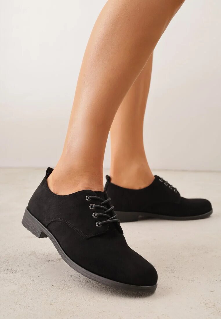  Pantofi Oxford Negri cu șireturi din piele Zatella
