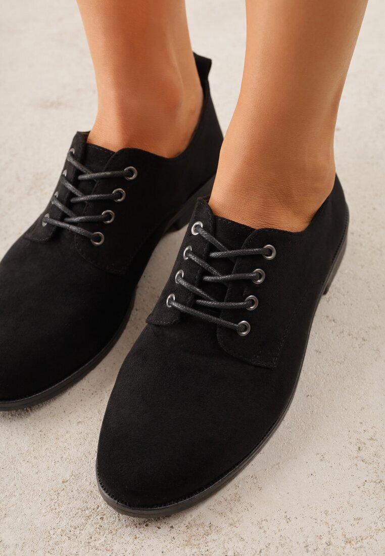  Pantofi Oxford Negri cu șireturi din piele Zatella