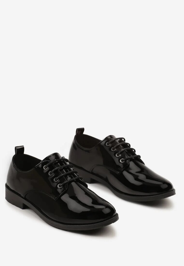  Pantofi Oxford Negri Lăcuiți Cu șireturi din piele Zatella