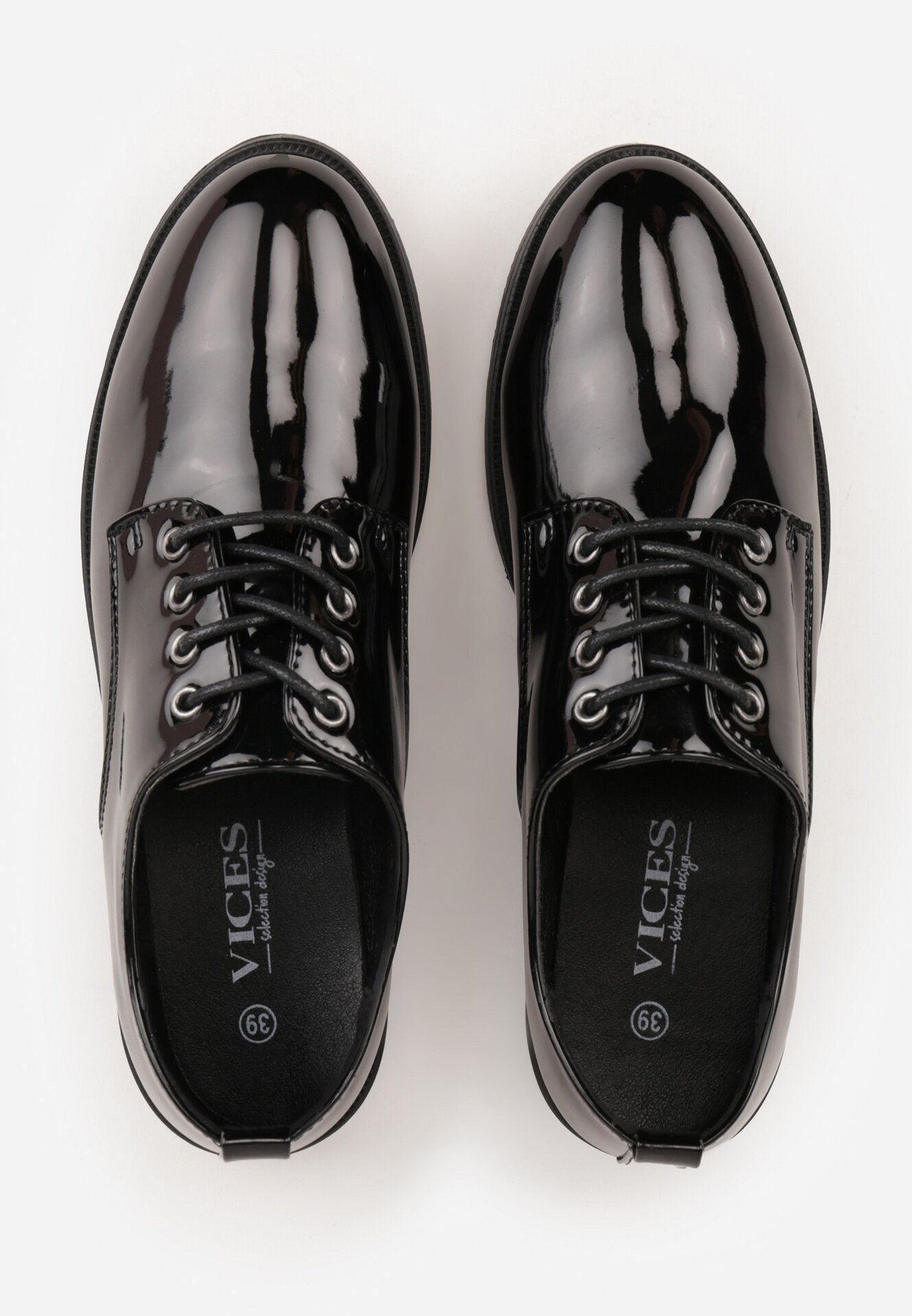  Pantofi Oxford Negri Lăcuiți Cu șireturi din piele Zatella