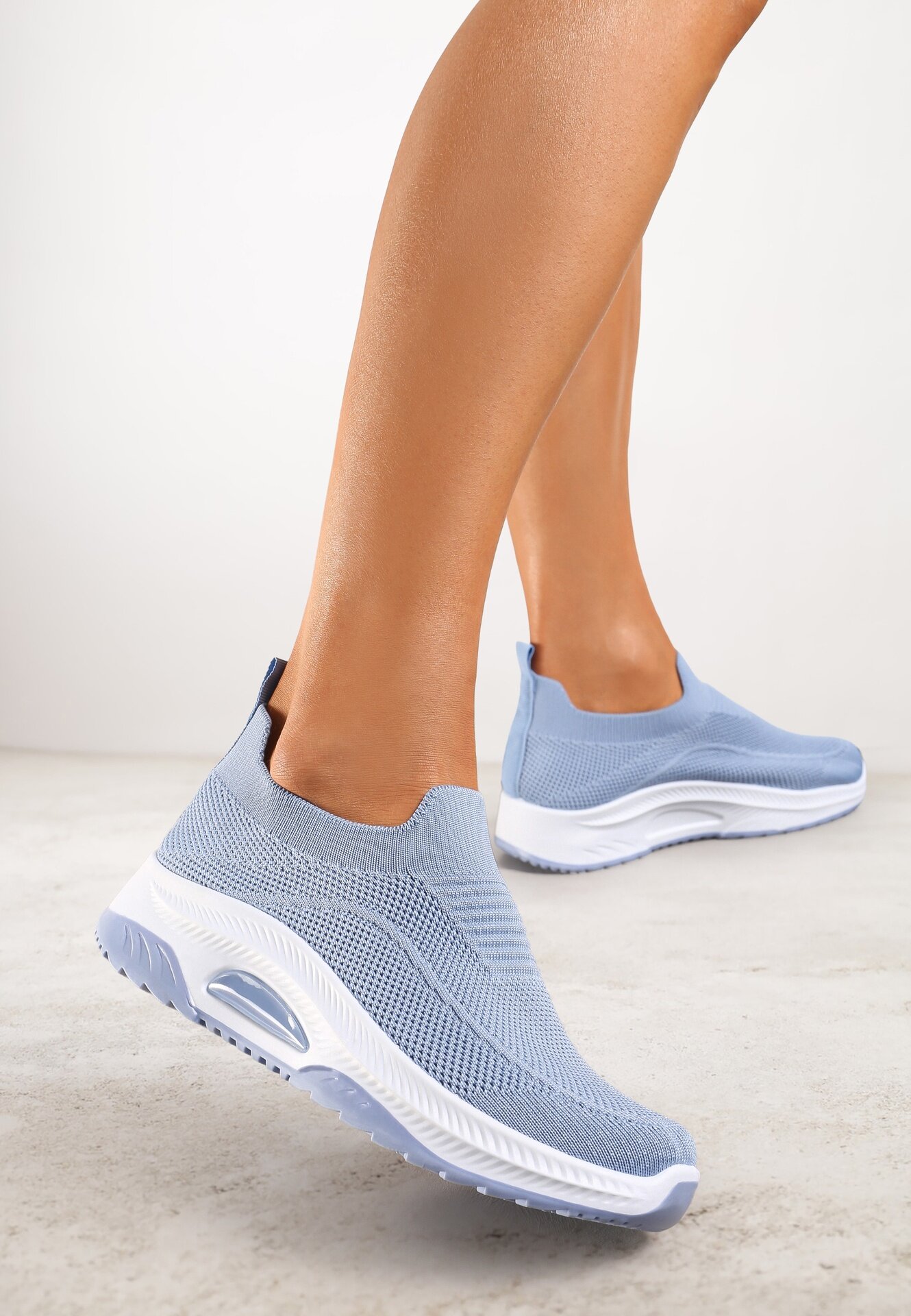  Pantofi sport albaștri casual cu talpă groasă decorați cu perforații Fiovena