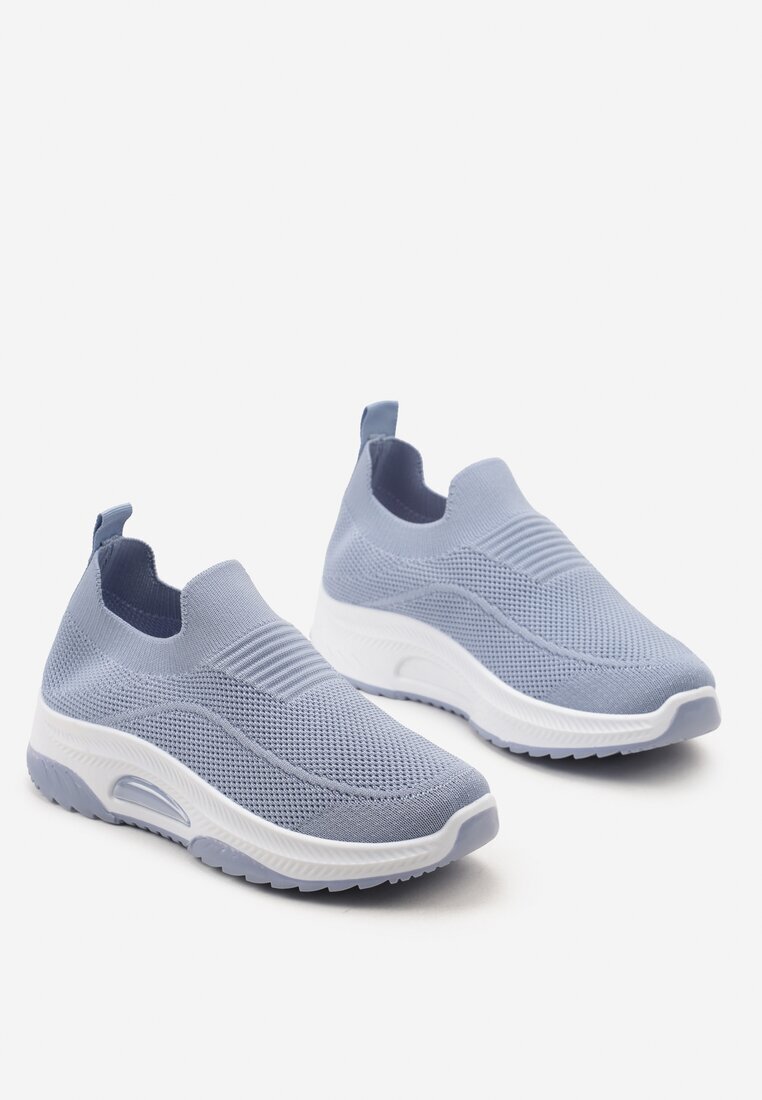  Pantofi sport albaștri casual cu talpă groasă decorați cu perforații Fiovena