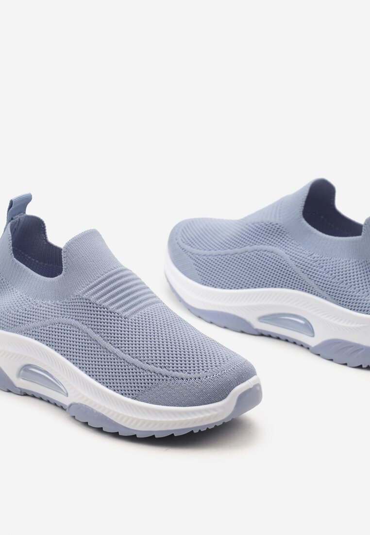  Pantofi sport albaștri casual cu talpă groasă decorați cu perforații Fiovena