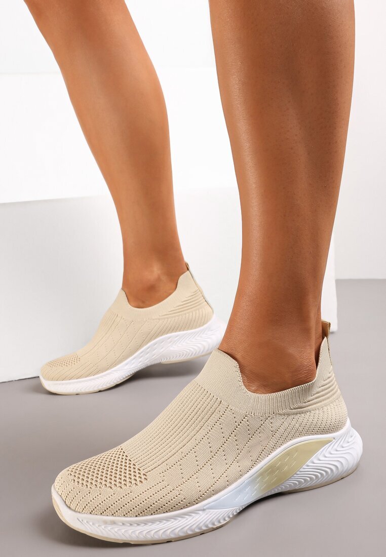  Pantofi sport Bej cu talpă în relief și feță elastică Taiden