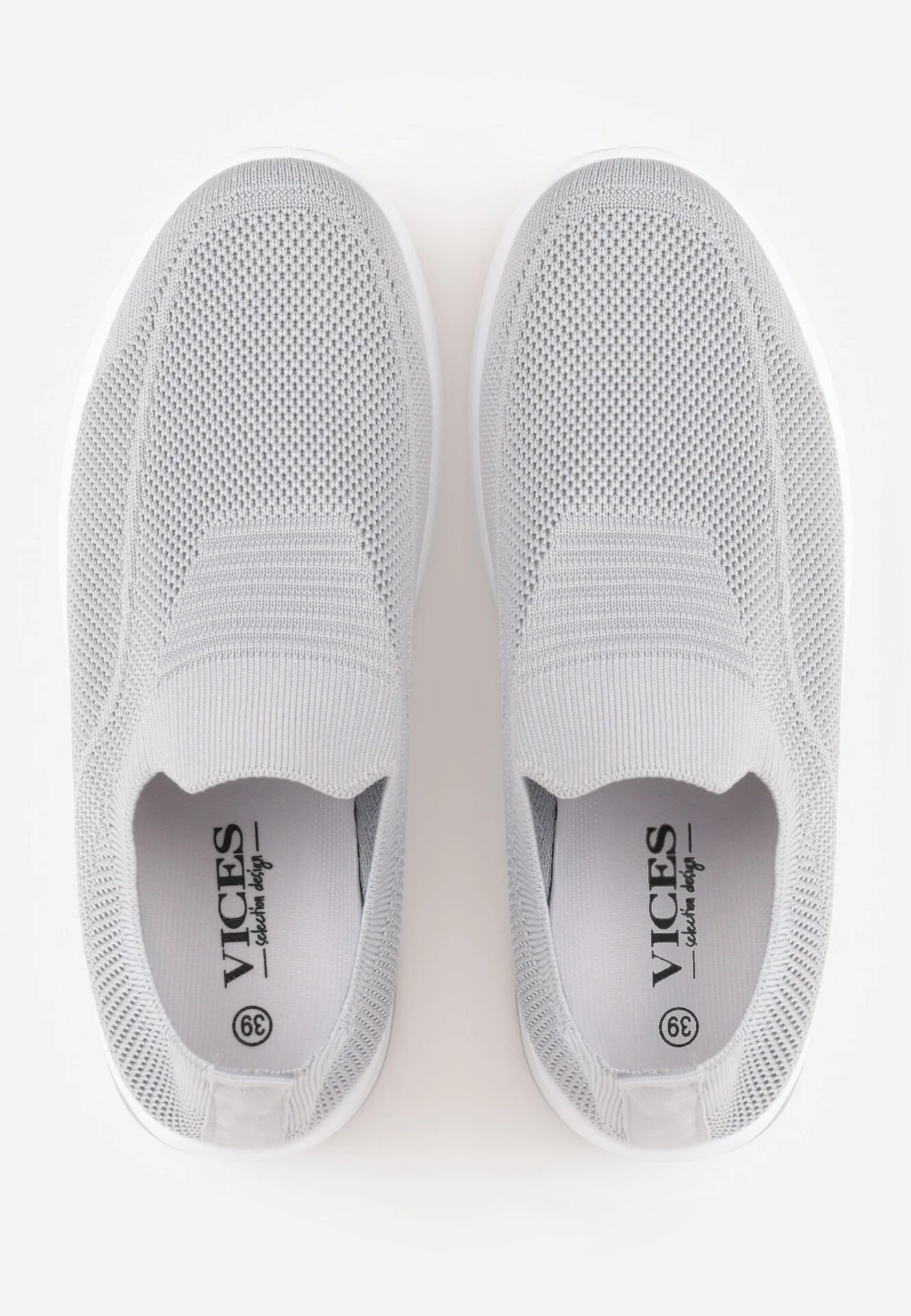  Pantofi Sport Casual Gri cu Talpă Groasă Decorați cu Perforații Fiovena