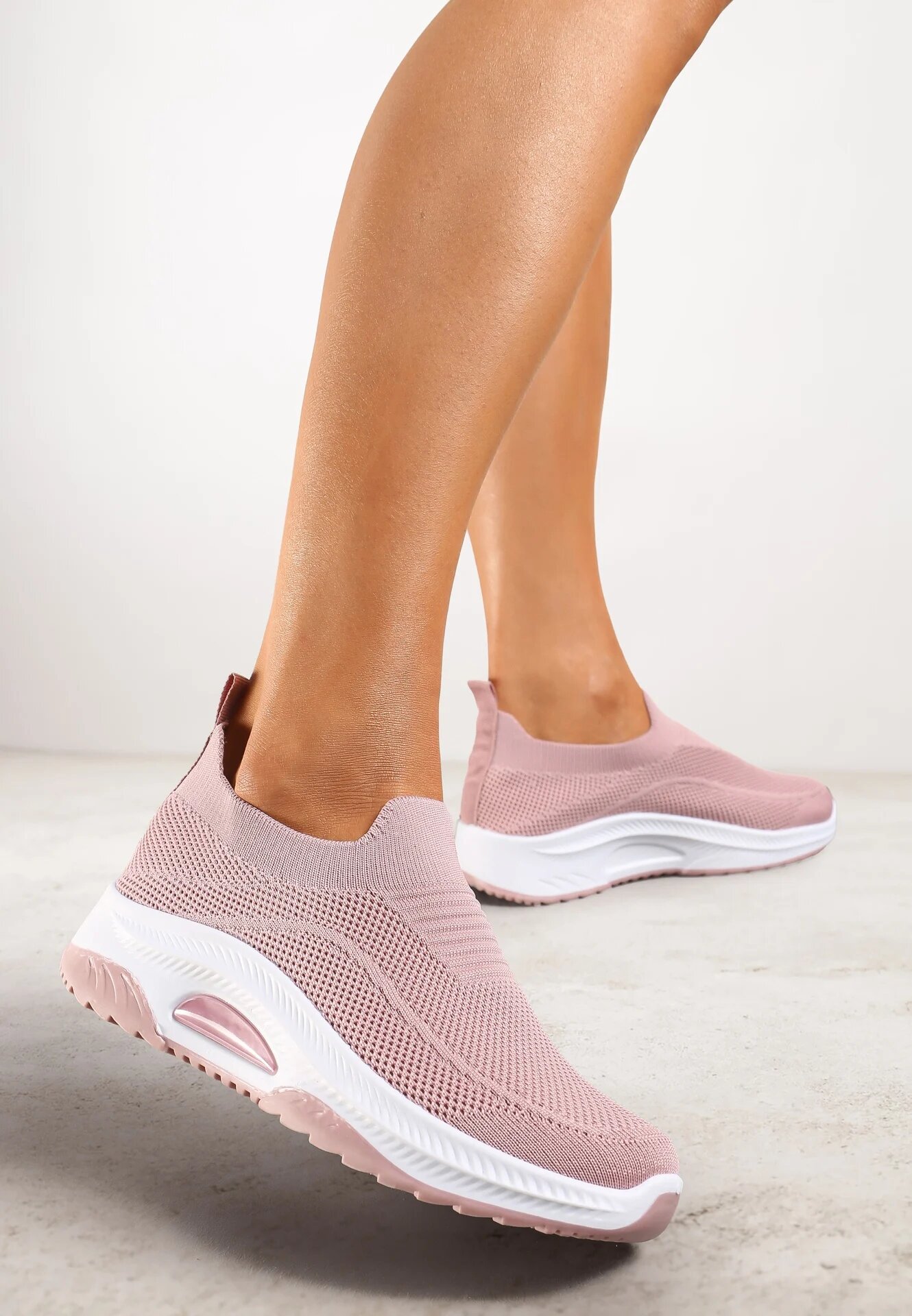  Pantofi Sport Casual Roz cu Talpă Groasă Decorate cu Perforații Fiovena