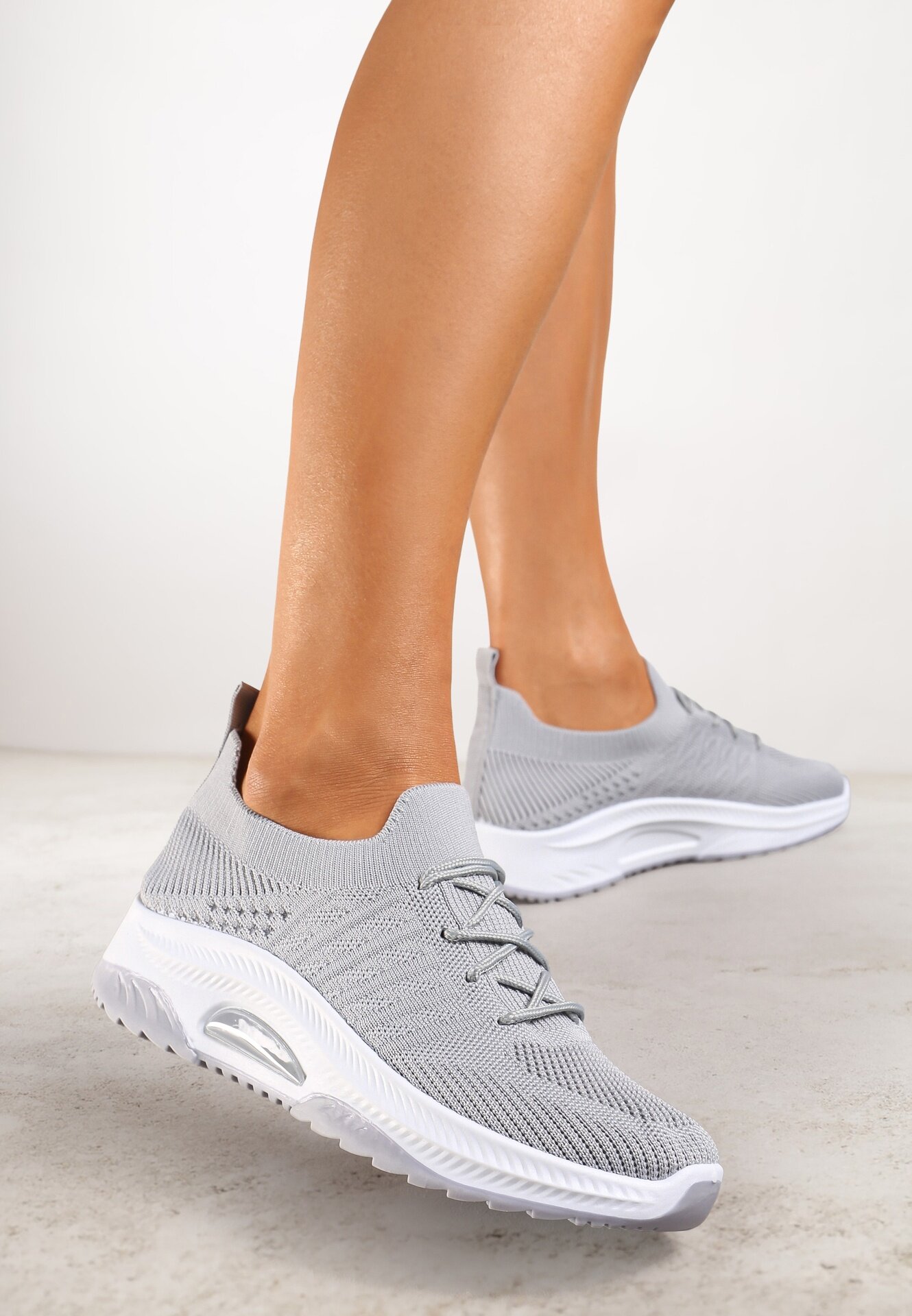 Pantofi sport Gri slip-on tip șosetă cu talpă decorativă Moonlise