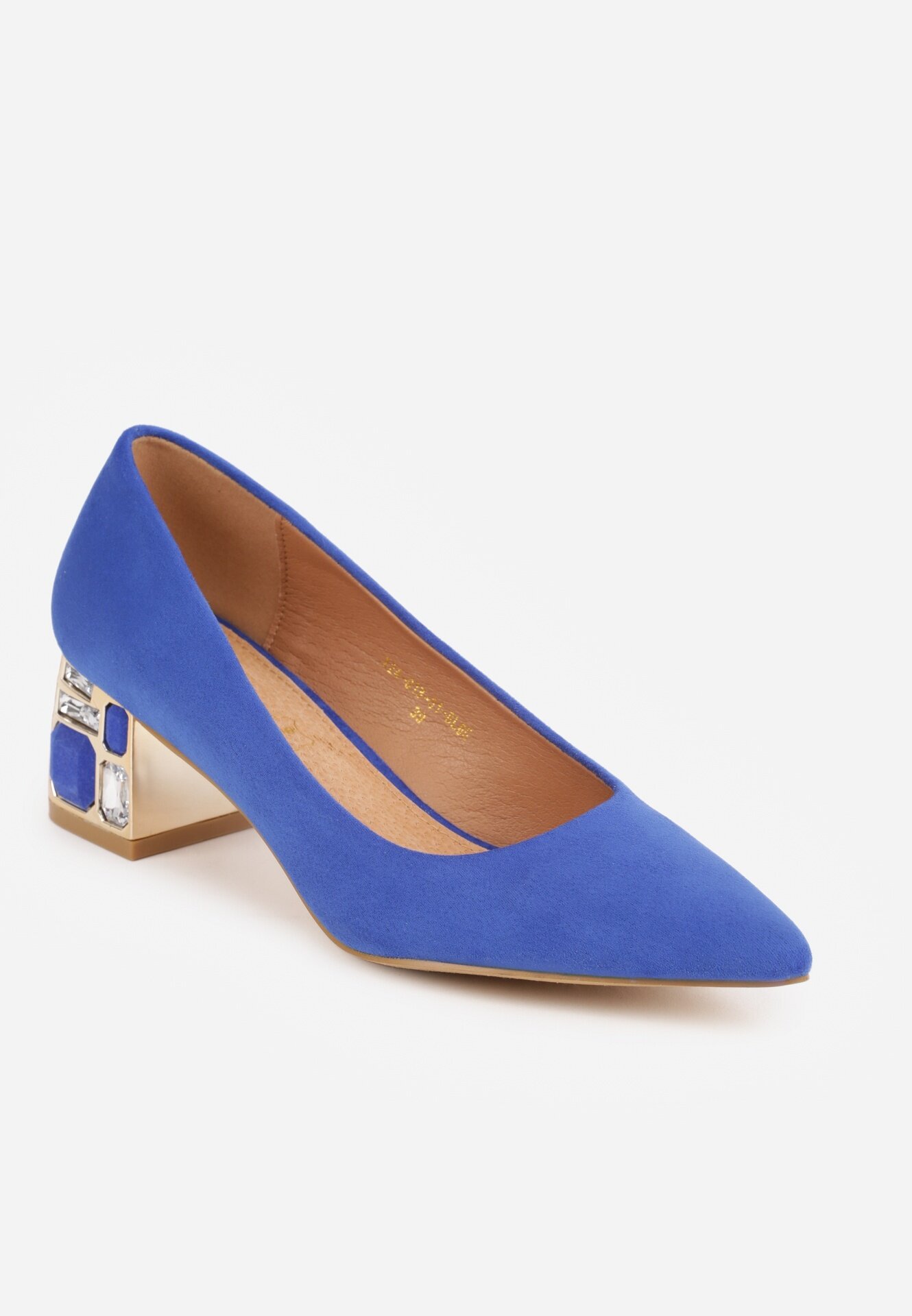  Pantofi stiletto albaștri Vices cu aplicații metalice cu branț din piele Akappia