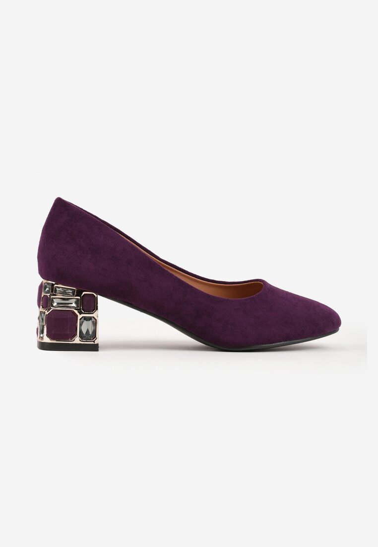  Pantofi stiletto Mov Vices cu Branț din Piele Naturală pe Toc Decorativ Nailise