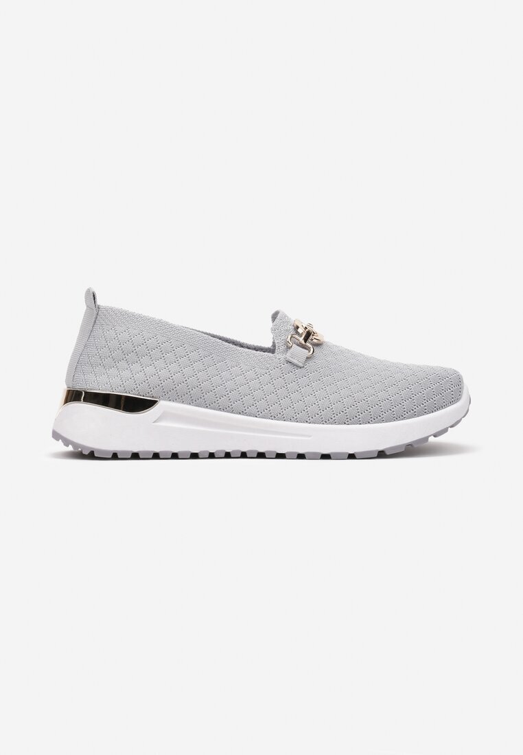  Pantofi tip teniși slip-on gri decorați cu cataramă Wiatalia