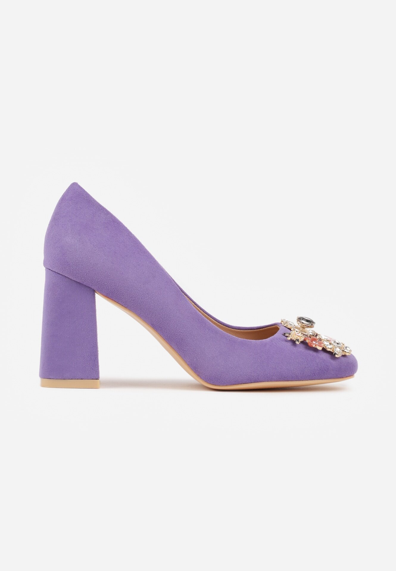  Pantofi Violet Vices cu toc cu Cataramă cu Cristale și Brant din Piele Arutia