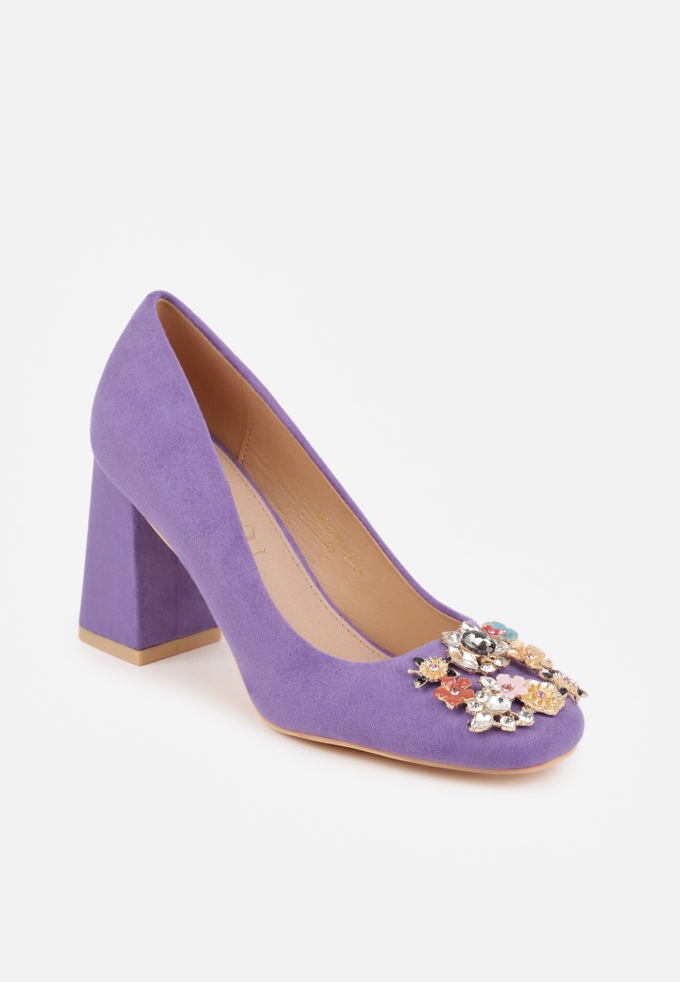  Pantofi Violet Vices cu toc cu Cataramă cu Cristale și Brant din Piele Arutia