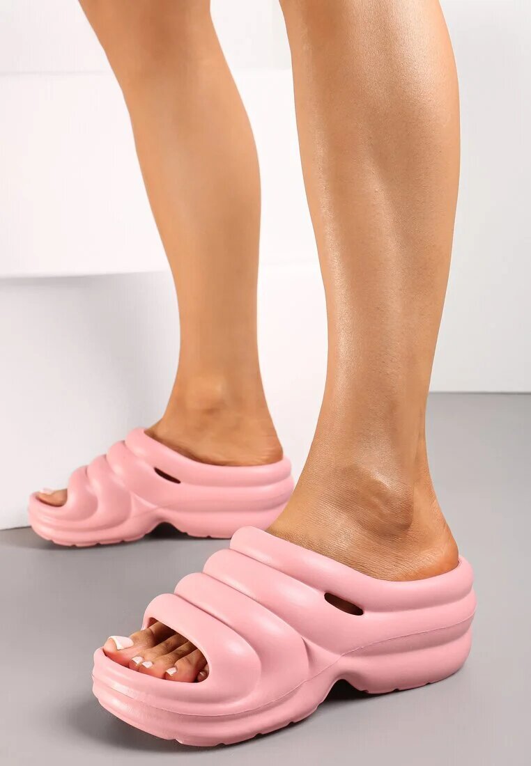  Papuci de cauciuc de designer roz cu vârf rotund Vilnira