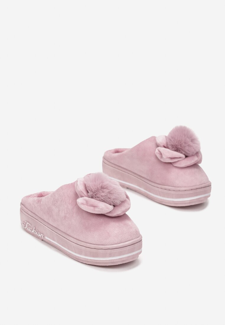  Papuci Roz cu platformă cu pompon Toro