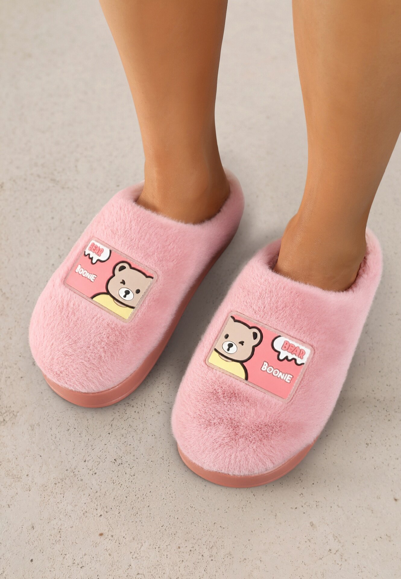  Papuci Roz închis Pufoși Vices cu Platformă Decorate cu Aplicație Deofra