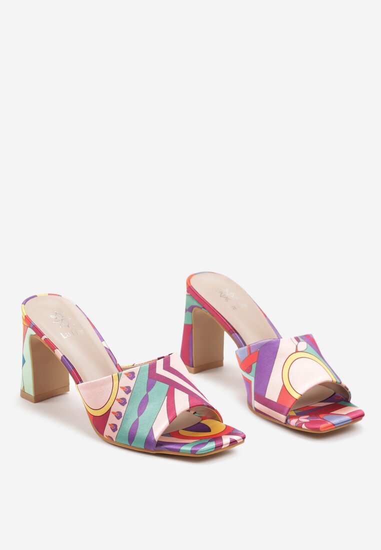  Papuci Roz-Violet Boho cu toc gros Ulvetta
