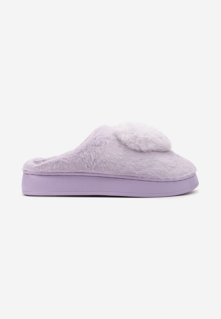  Papuci violet deschis pe platformă decorate cu zirconii și o inimioară Laonaya