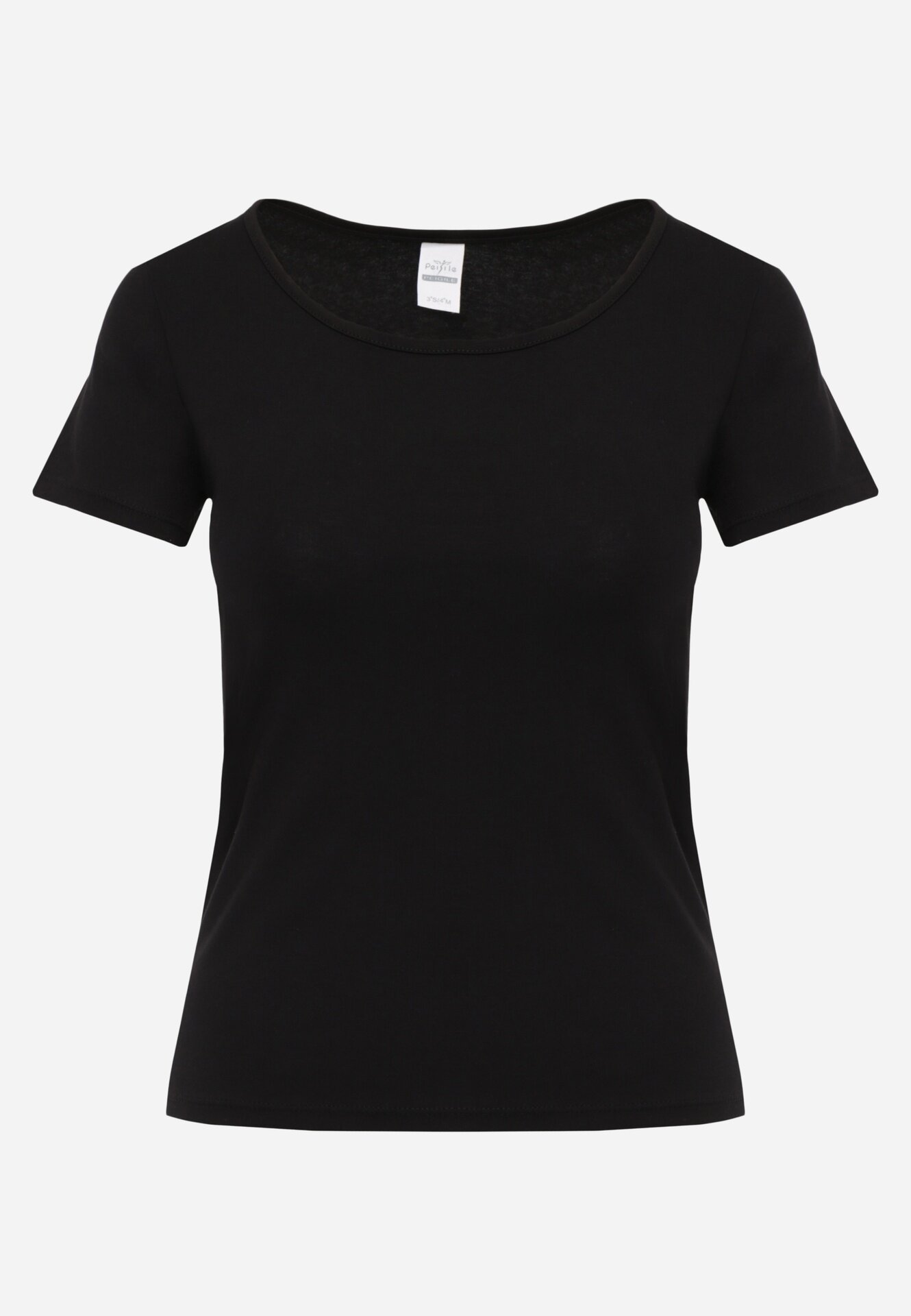 peigile T-shirt din bumbac cu croială clasică și decolteu rotund Setho Negru
