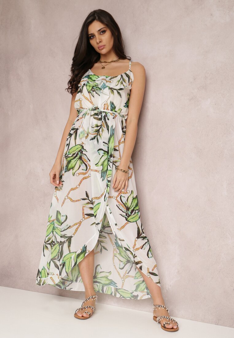 pretty Rochie Alb-Verde Sereilena