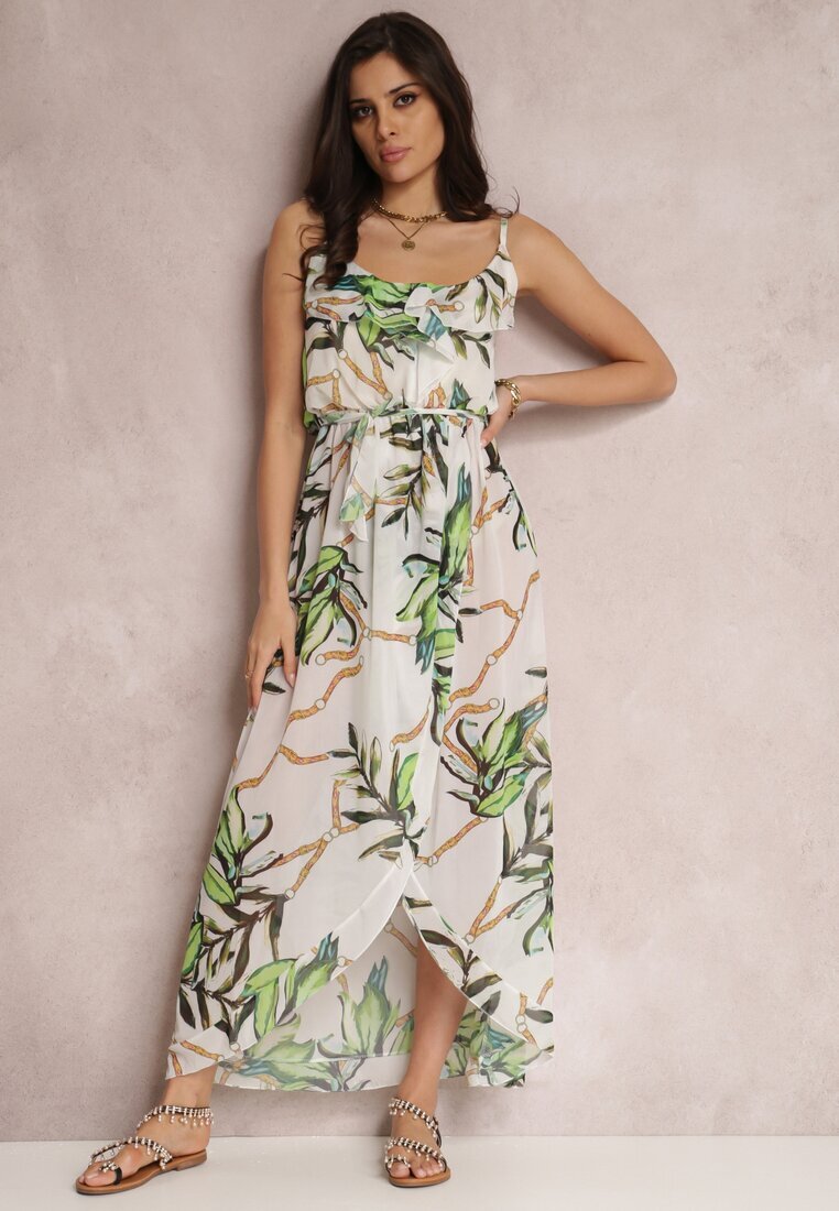 pretty Rochie Alb-Verde Sereilena
