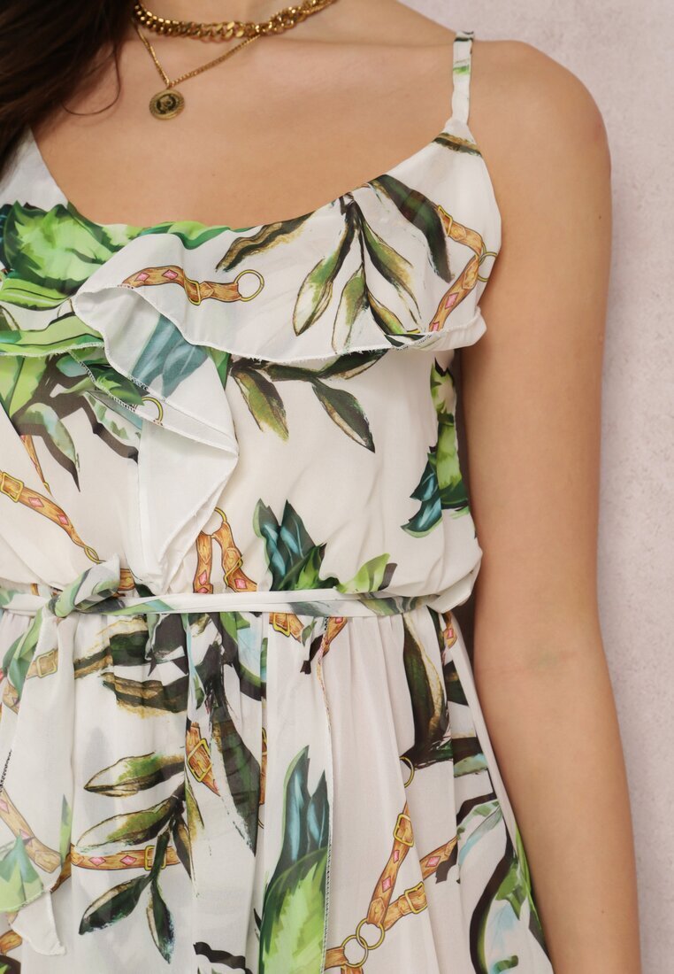 pretty Rochie Alb-Verde Sereilena