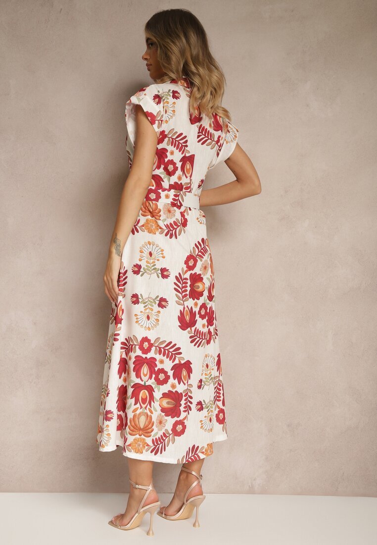 pretty Rochie cămașă bordo din viscoză cu centură suplimentară Nitapinia