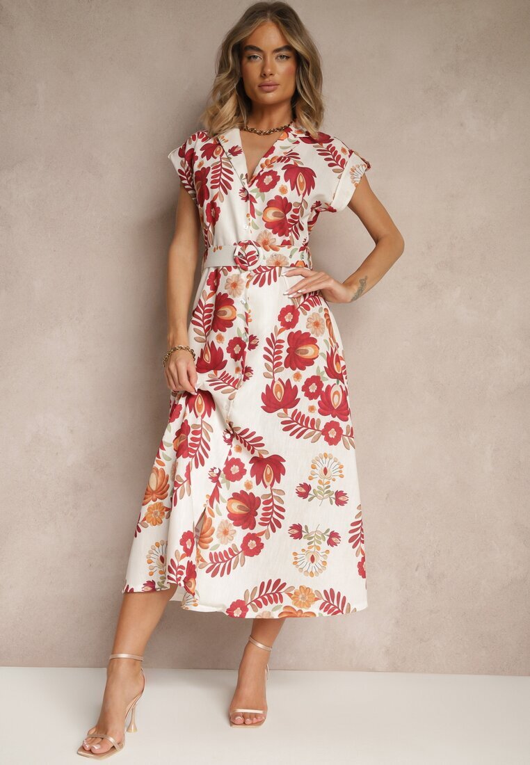 pretty Rochie cămașă bordo din viscoză cu centură suplimentară Nitapinia
