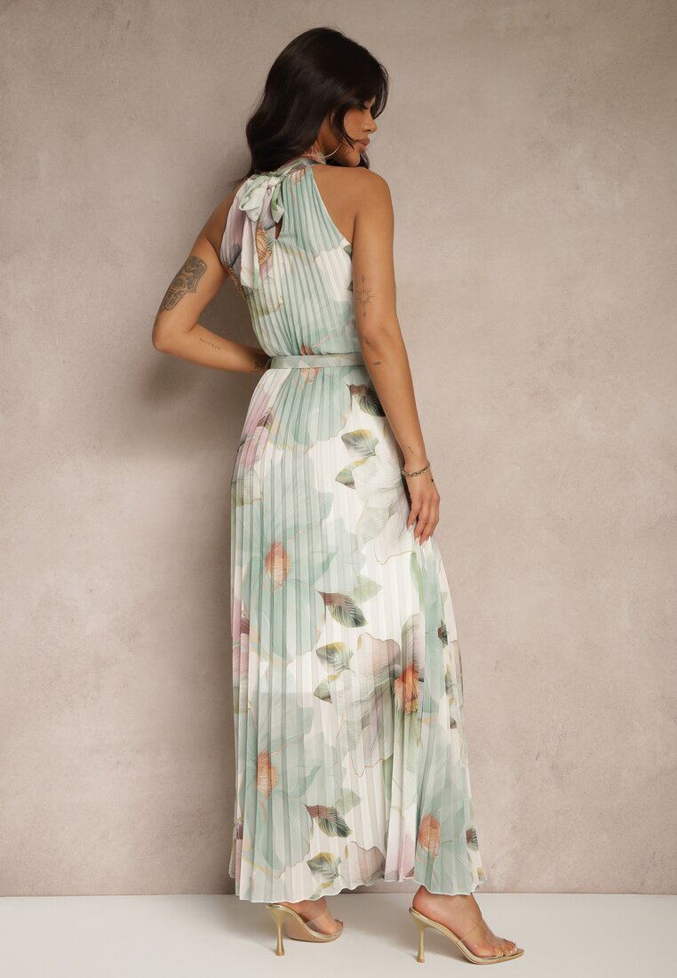 pretty Rochie Plisată Verde cu Cordon și Curea cu Cataramă Nitolia