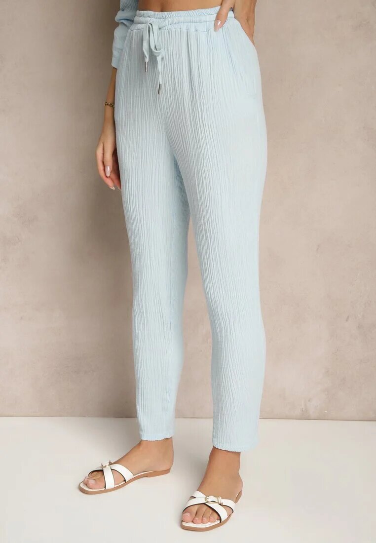 pretty Set de muselină din bumbac Albastru deschis Pantaloni și Cămașă cu mâneci reglabile Janalise
