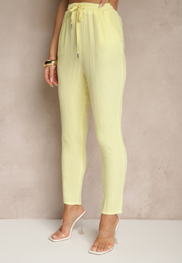 pretty Set Galben de Muselină din Bumbac Pantaloni și Cămașă cu Mâneci Reglabile Janalise