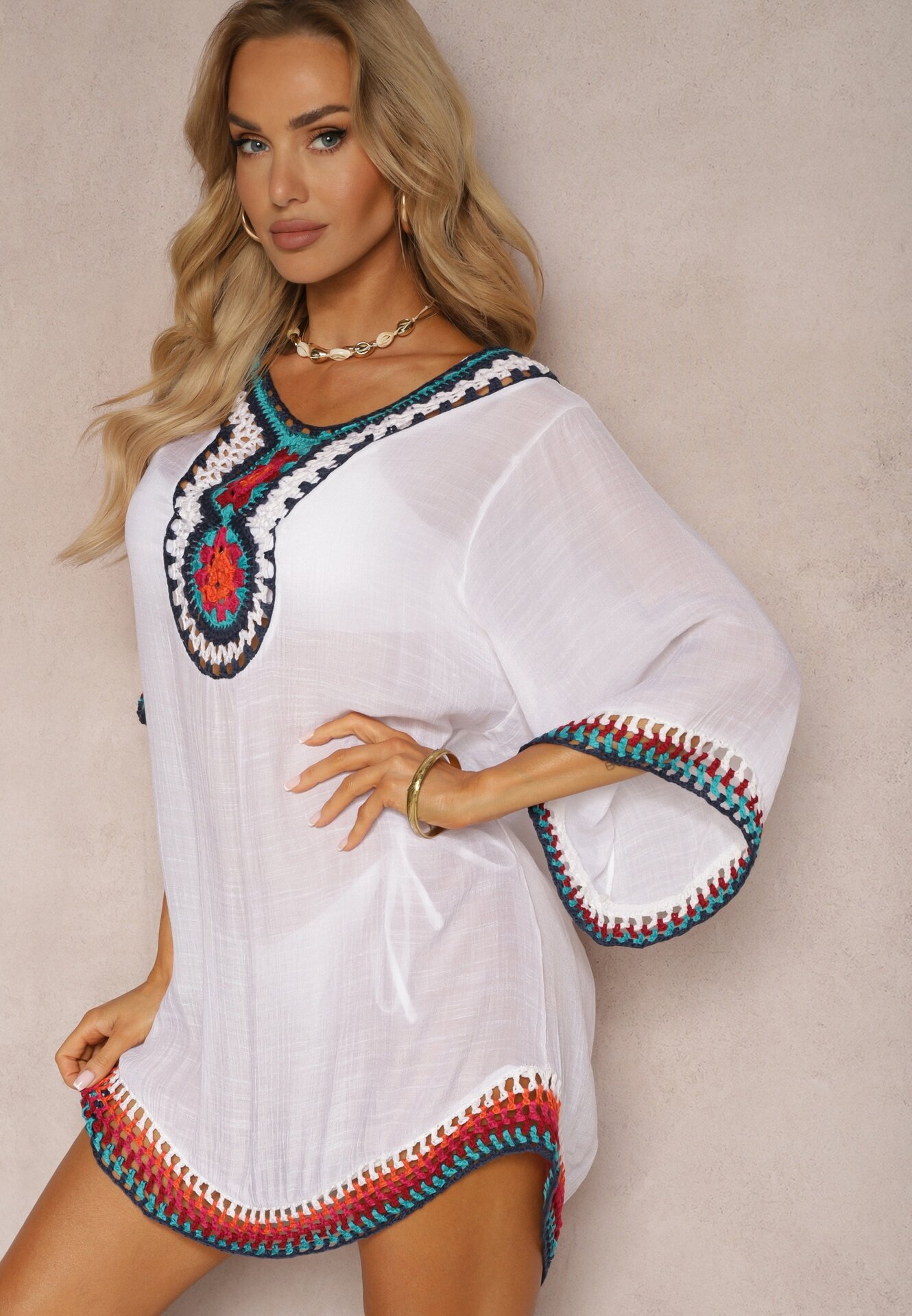 r&f fashion Cardigan Bluză Albă cu Inserții din Țesătură Ajurată Vandasia