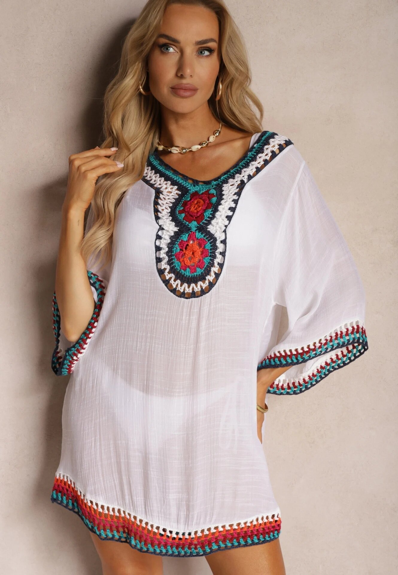 r&f fashion Cardigan Bluză Albă cu Inserții din Țesătură Ajurată Vandasia