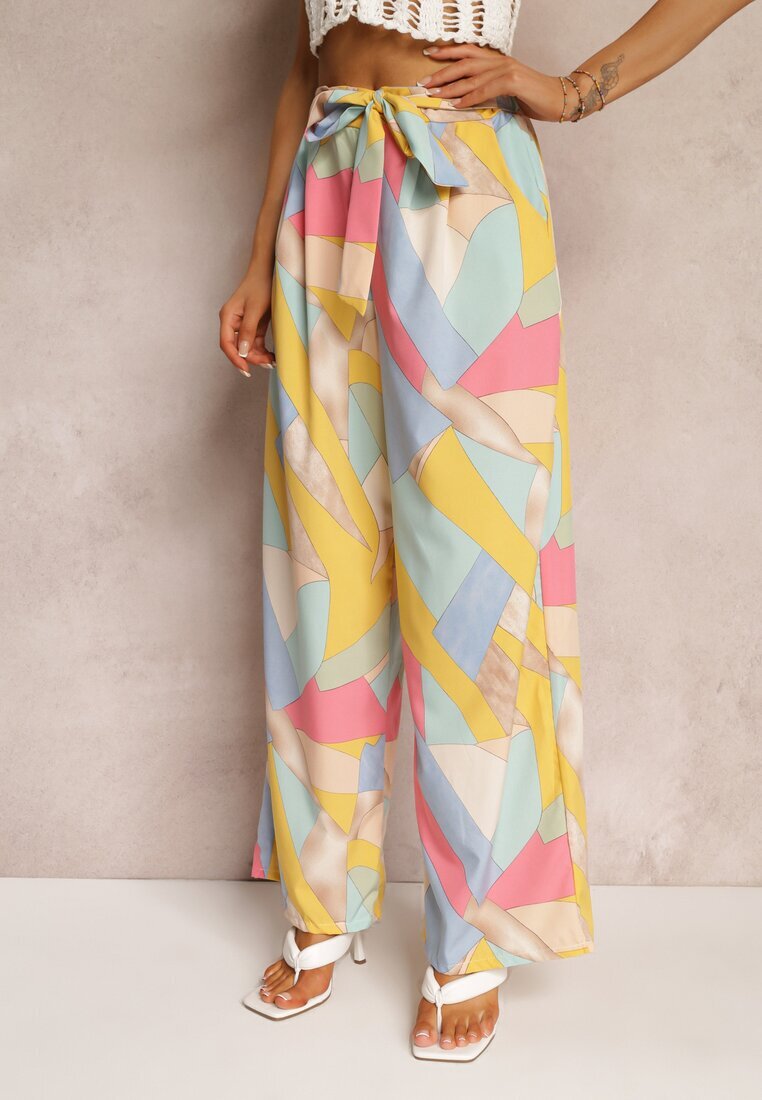 r&f fashion Pantaloni Bej Largi cu Legătură Sanitis