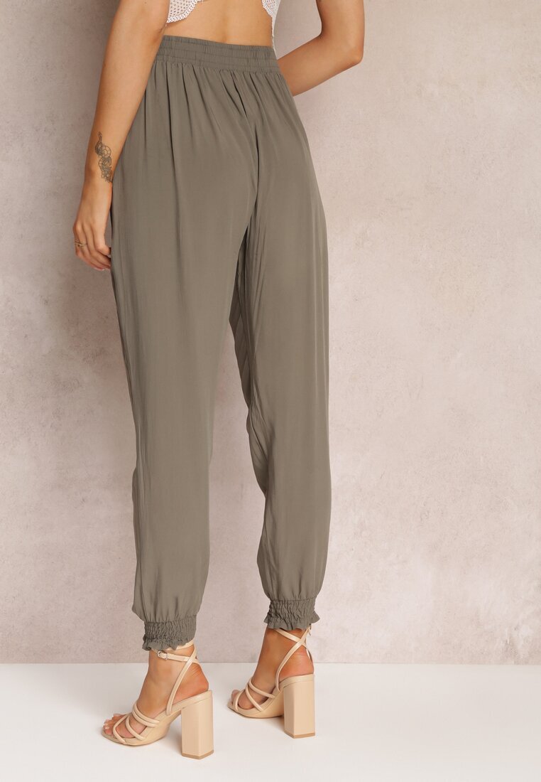 r&f fashion Pantaloni jogger Verde închis cu elastic în talie Canie