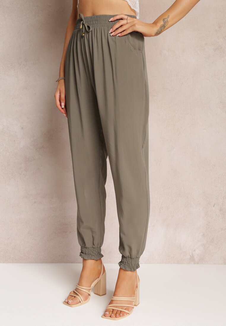 r&f fashion Pantaloni jogger Verde închis cu elastic în talie Canie